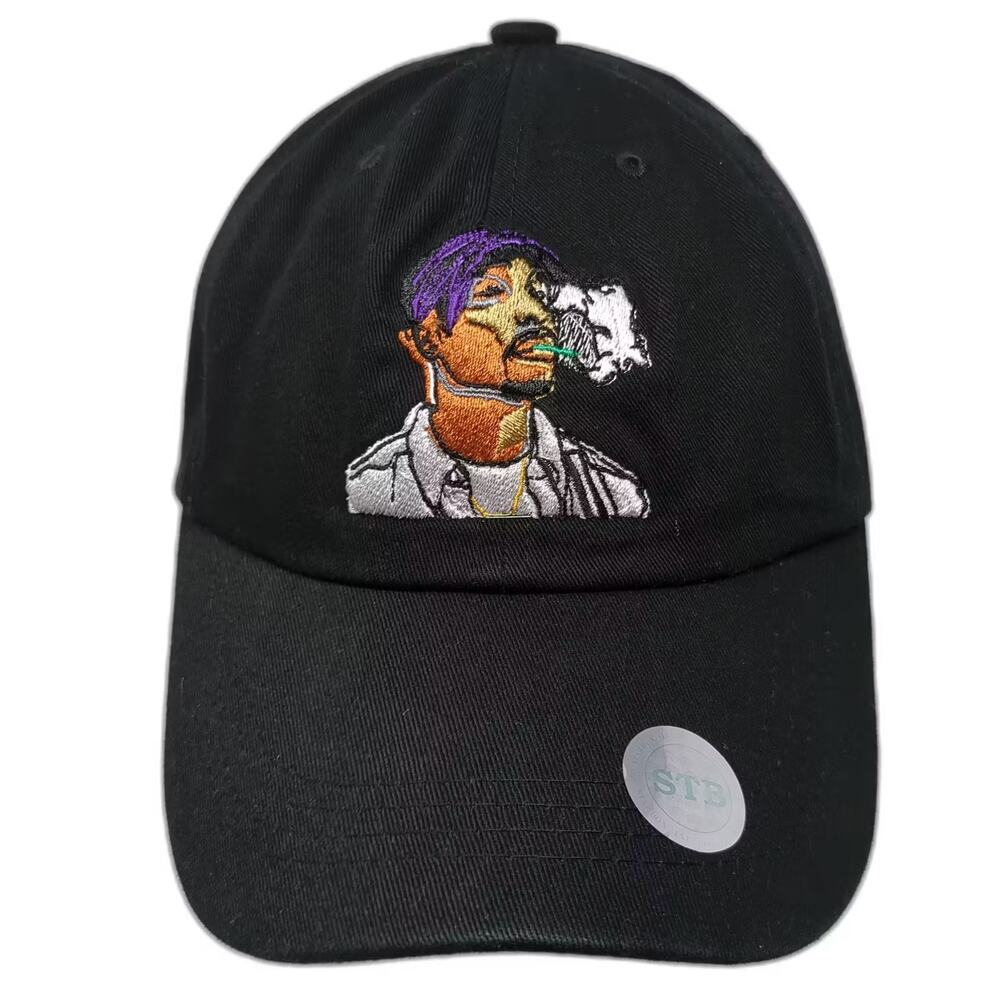 Starbox Black Baseball Cap OS Tupac Embroidered Purple Bandana Slideback Hat